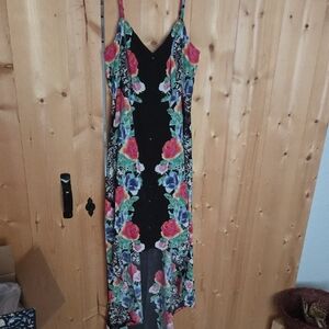 Guess Black Maxi Dress with Floral Accents